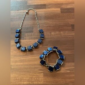 Coro Elegant Blue and Silver Necklace and Bracelet Set